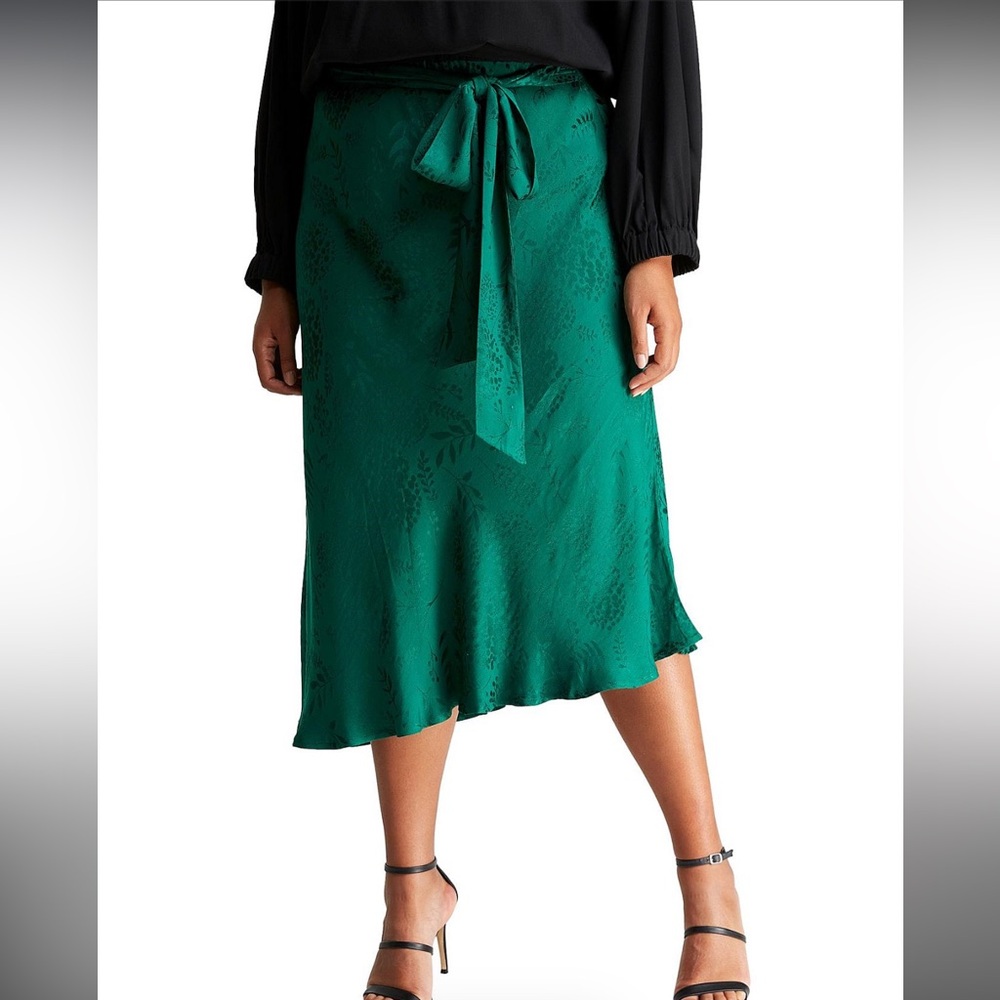 Estelle emerald nights green silk skirt size 2x nwt